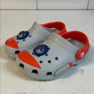 Crocs Classic Rocket Ship Clog  210359 - Toddler - Gray / Mirage Orange Size 7